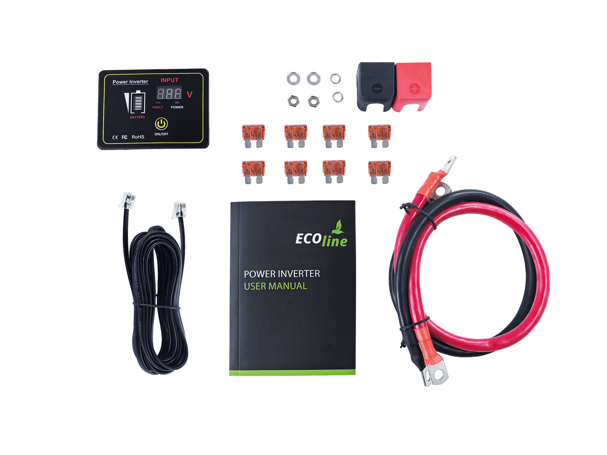 EcoLine - Omvormer 12V Naar 220V/230V - 3000w Vermogen - Zuivere sinus - Spanningomvormer - Remote Controlled thumbnail 5