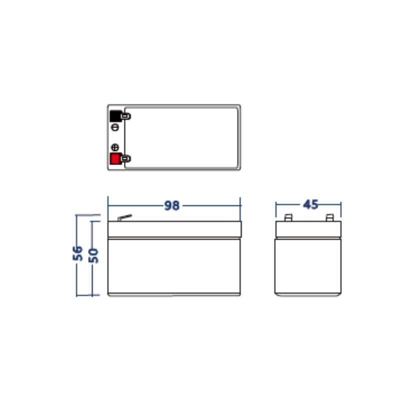 AGM VRLA 12V 1.3Ah accu onderhoudsvrij thumbnail 2