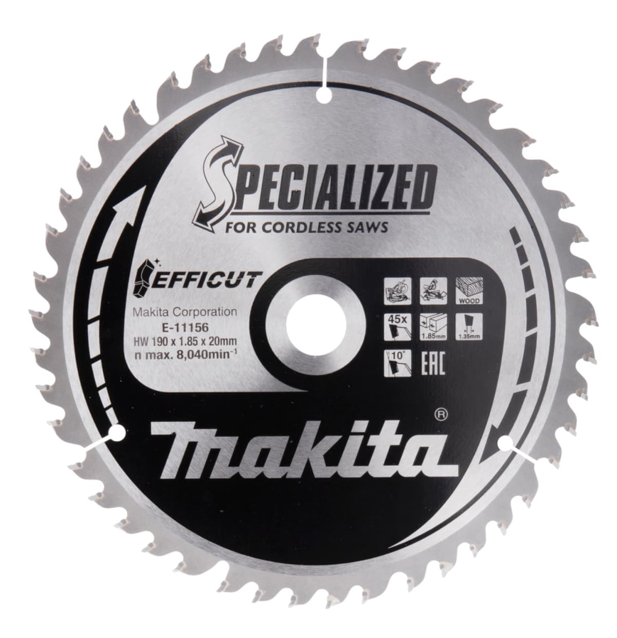 Makita E-11156 Efficut Cirkelzaagblad Hout - 190x20x1,85mm 45T