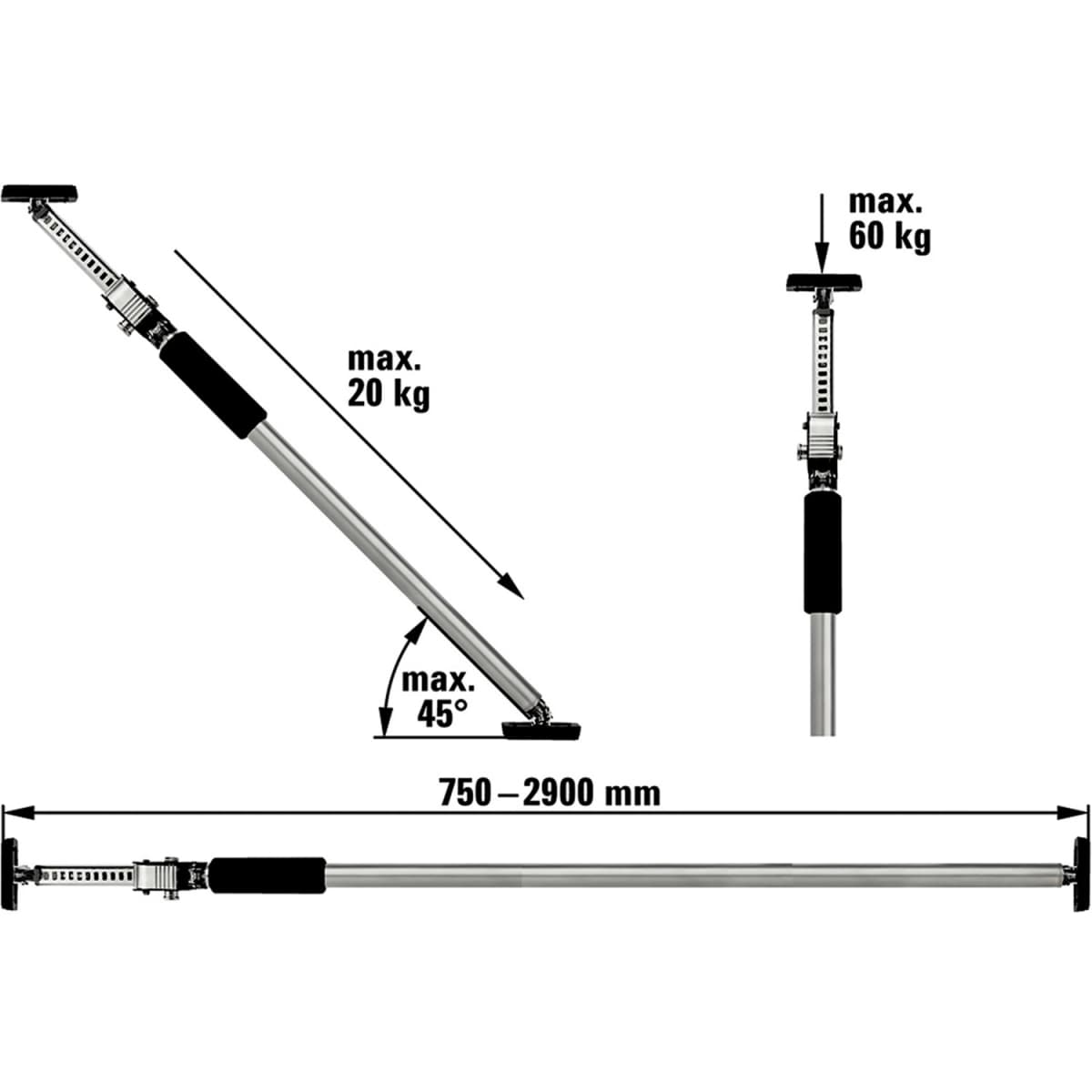 Bessey ST290 Plafond- En Montagesteun - 1600-2900mm - Tot 50kg thumbnail 2