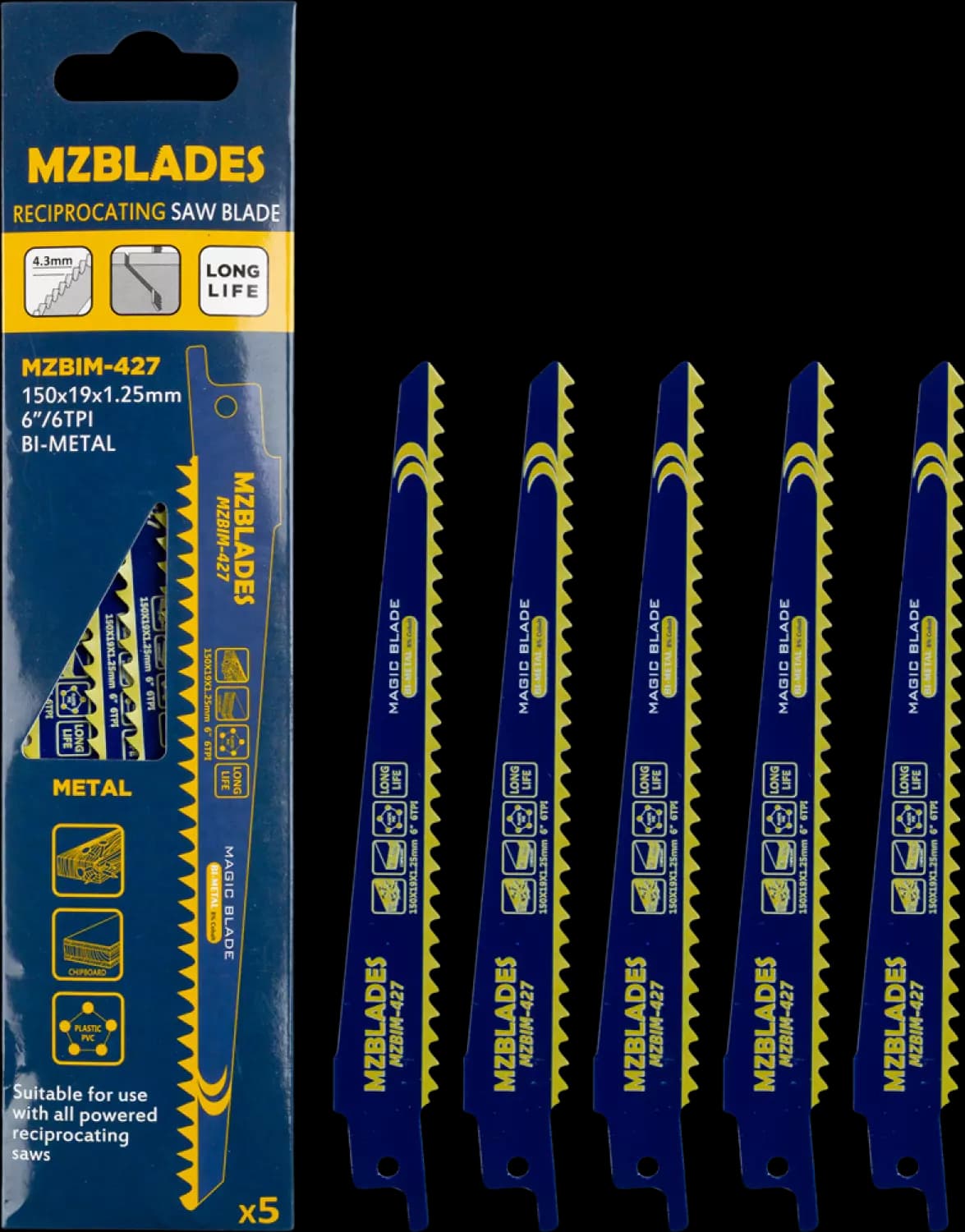 Multizaag MZBIM-427 Reciprozaagblad Bimetaal - 5 Stuks thumbnail 2