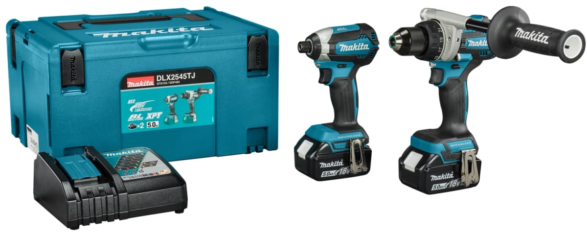 Makita DLX2545TJ 18V Li-ion Accu Boor-/schroefmachine (DDF492)&Slagschroevendraaier (DTD153) Combiset (2x 5.0Ah Accu) In Mbox thumbnail 2