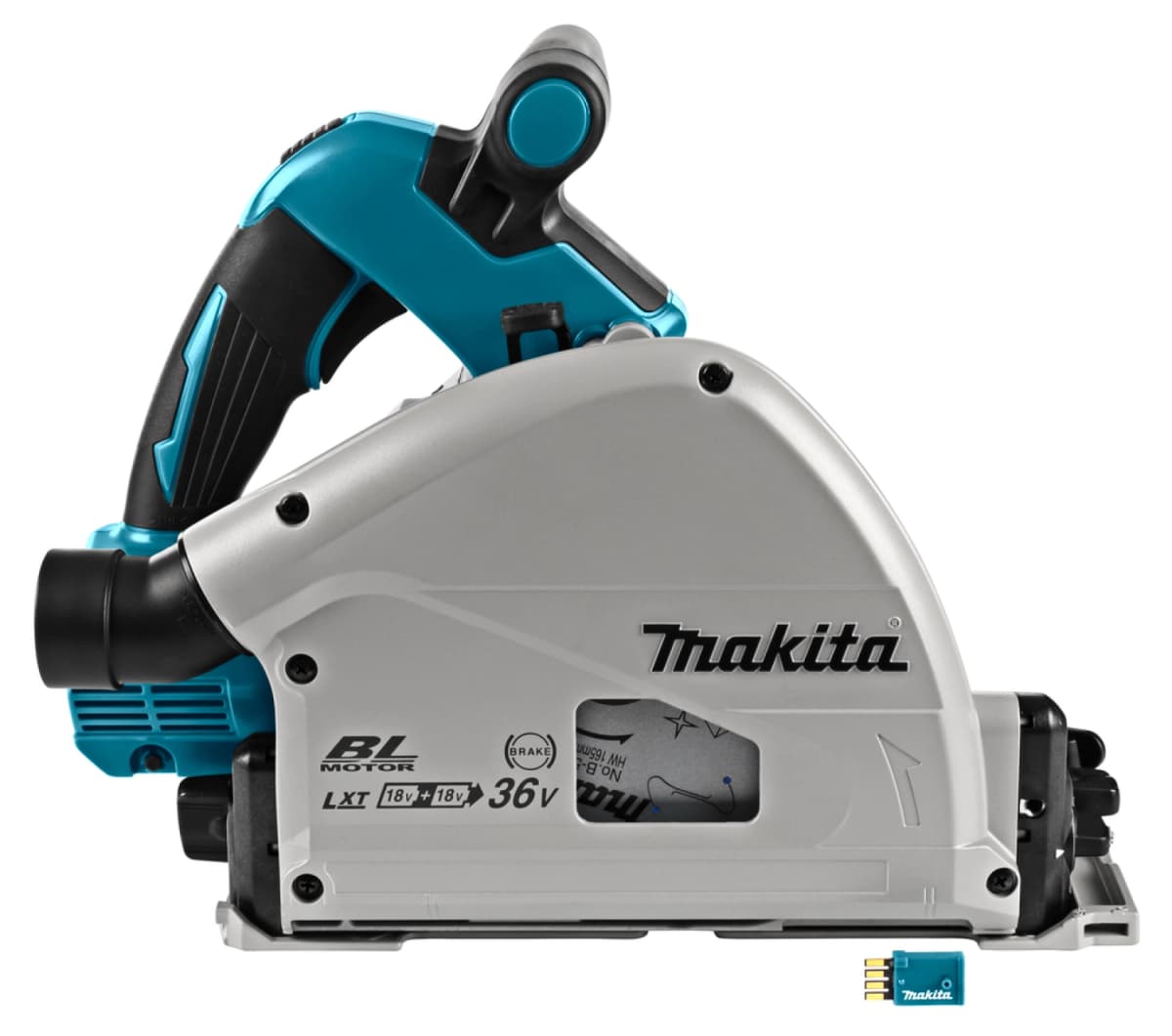 Makita DSP601ZJU2 36V (2x 18V) Li-Ion Accu Invalcirkelzaag Body In Mbox (AWS) Incl. Geleiderail - 20 X 165mm - Koolborstelloos thumbnail 2