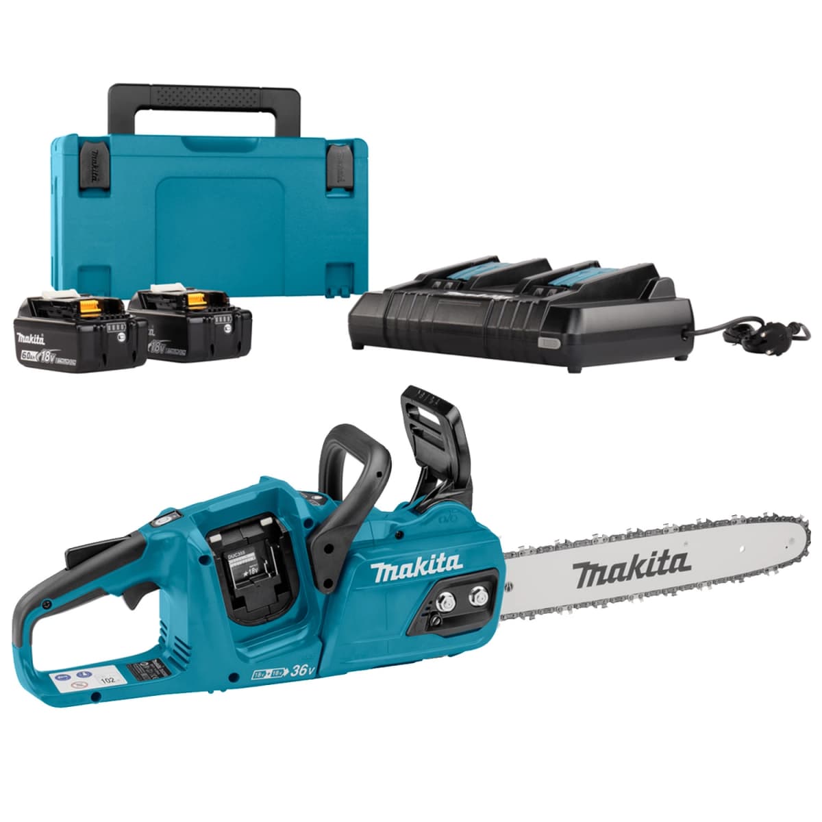 Makita DUC355PG2J LXT 2x18V Li-Ion Accu Kettingzaag Set (2x 6.0Ah) In Mbox - 35cm