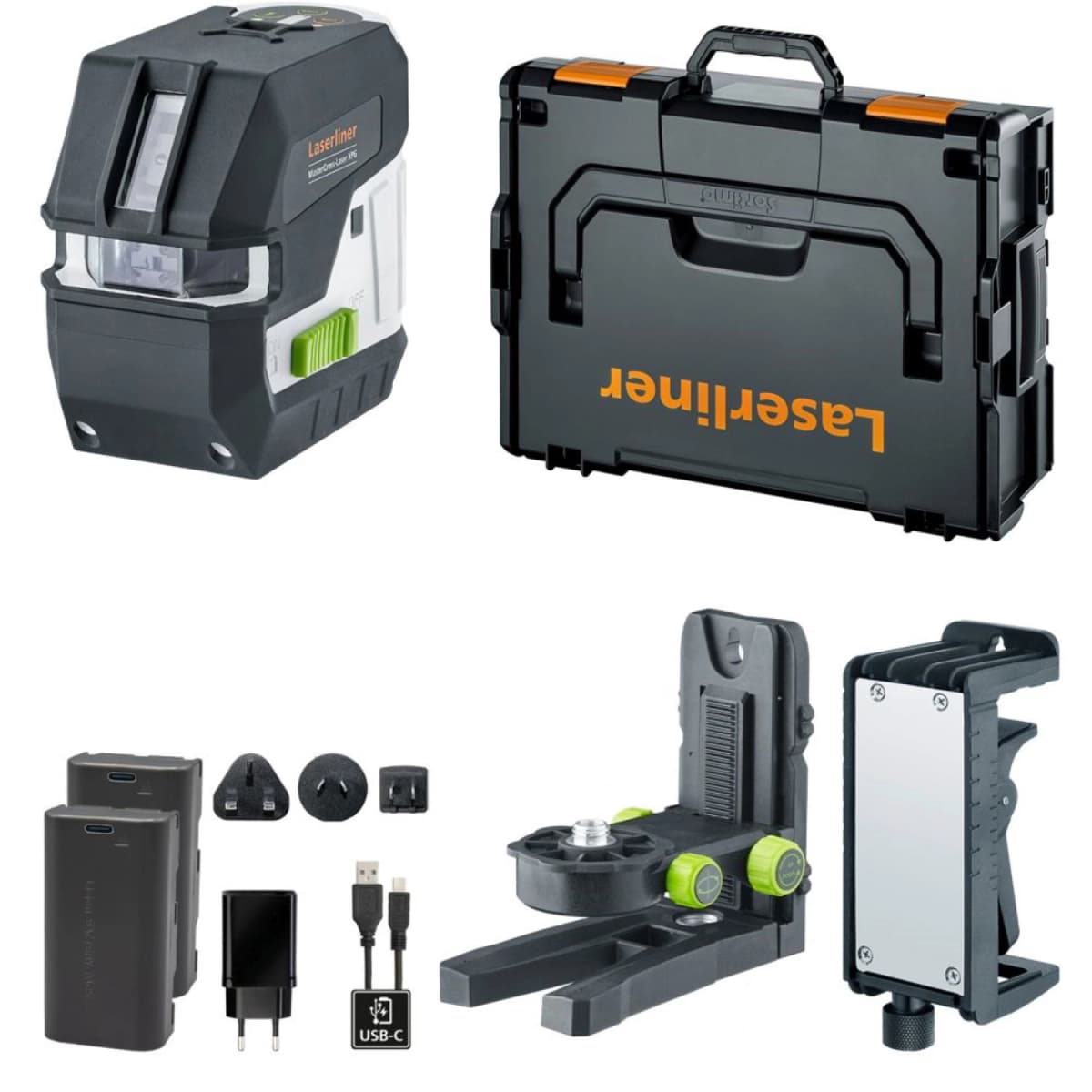 Laserliner MasterCross XPG Pro Kruislijnlaser In L-Boxx - 4 Lijnen - Groen - 55m - IP64