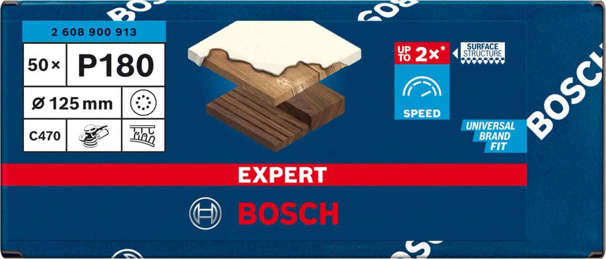 Bosch 2608900913 EXPERT Schuurvel C470 Best For Wood And Paint - 125mm - K180 - 8 Gaten (50st) thumbnail 2