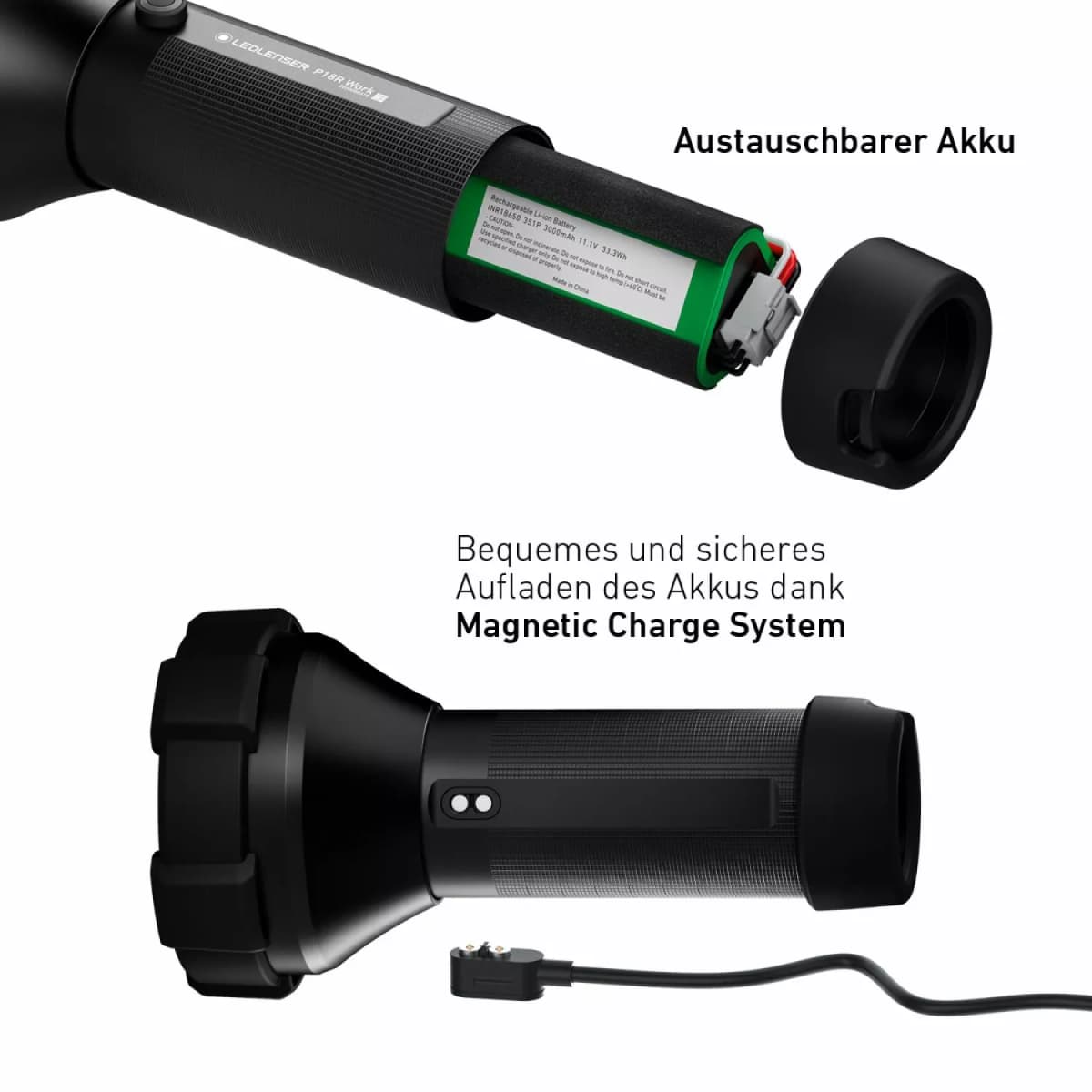 Ledlenser P18R Work 3,6V Accu LED Zaklamp - Oplaadbaar - IP54 - 4500Lm thumbnail 3