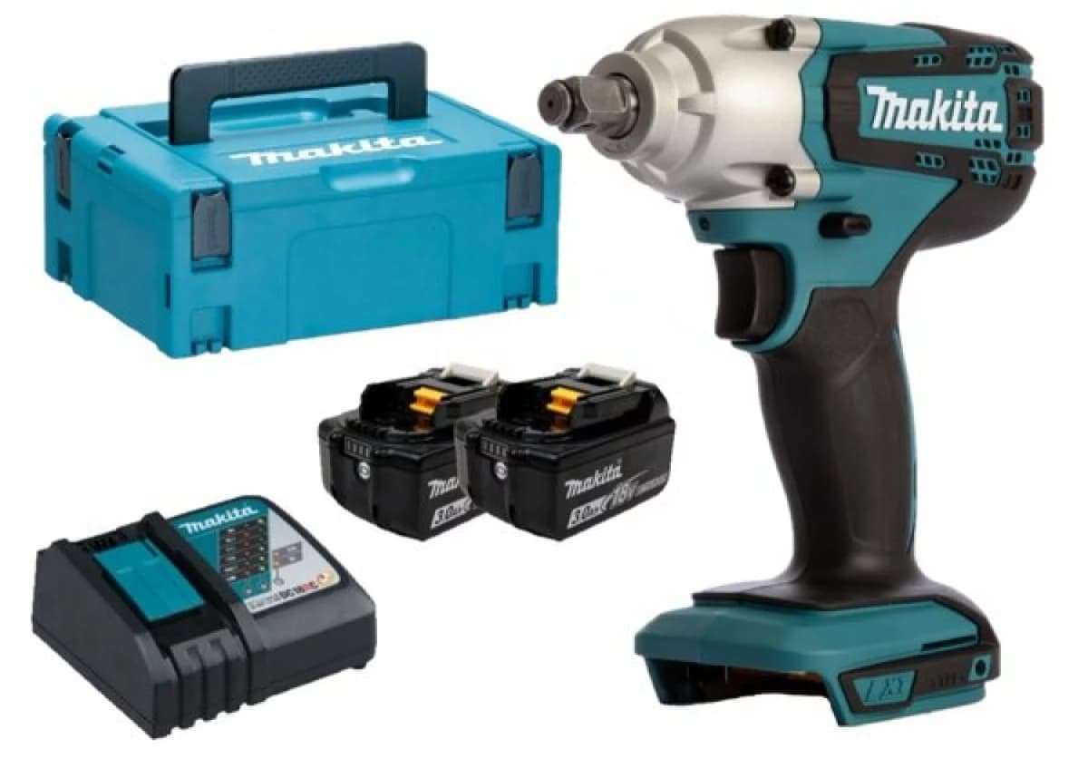 Makita DTW190RFJ 18V Li-Ion Accu Slagmoersleutel Set (2x 3.0Ah Accu) In Mbox - 190Nm - 1/2"- Koolborstelloos