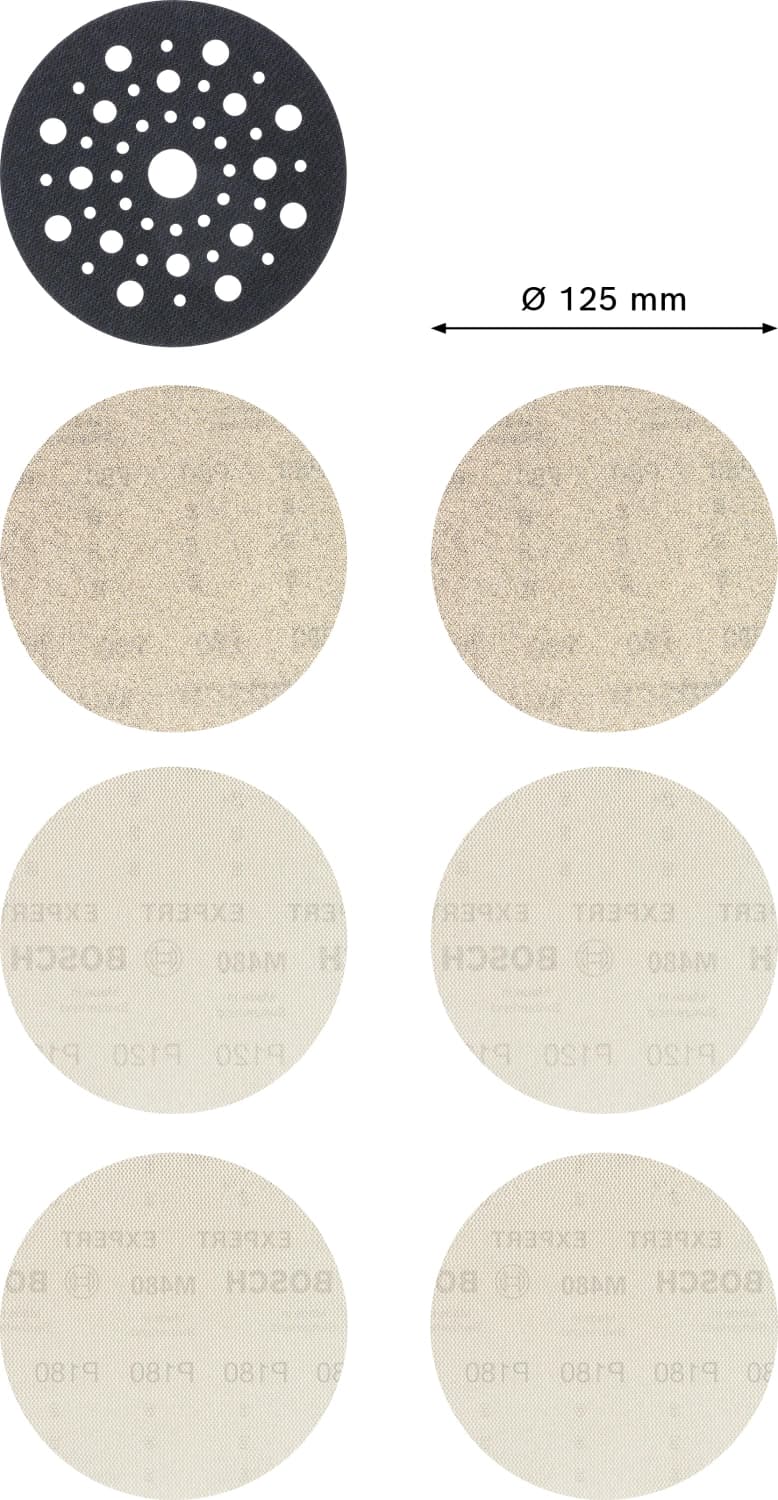 Bosch 2608901202 6-delige Expert M480 Schuurnetset + Tussenpad - 125mm thumbnail 3