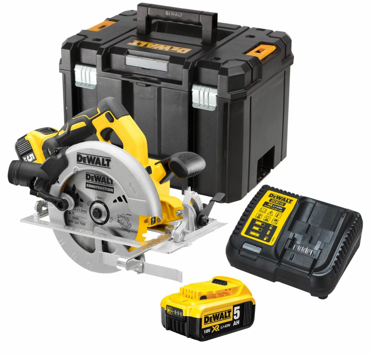 DeWALT DCS570P2-QW 18V Li-ion XR Accu Cirkelzaag Set (2x 5.0Ah) In TSTAK - 184mm