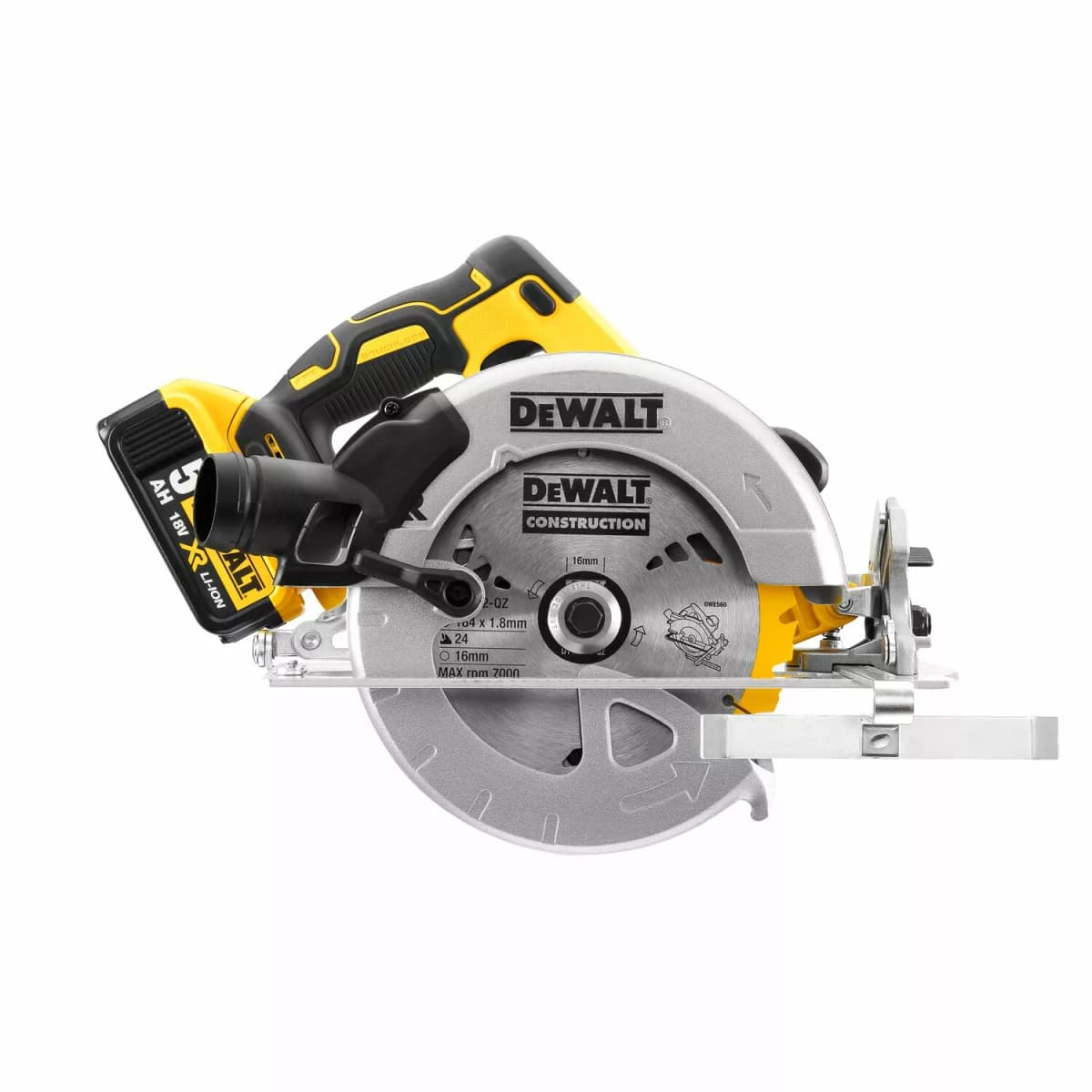 DeWALT DCS570P2-QW 18V Li-ion XR Accu Cirkelzaag Set (2x 5.0Ah) In TSTAK - 184mm thumbnail 2