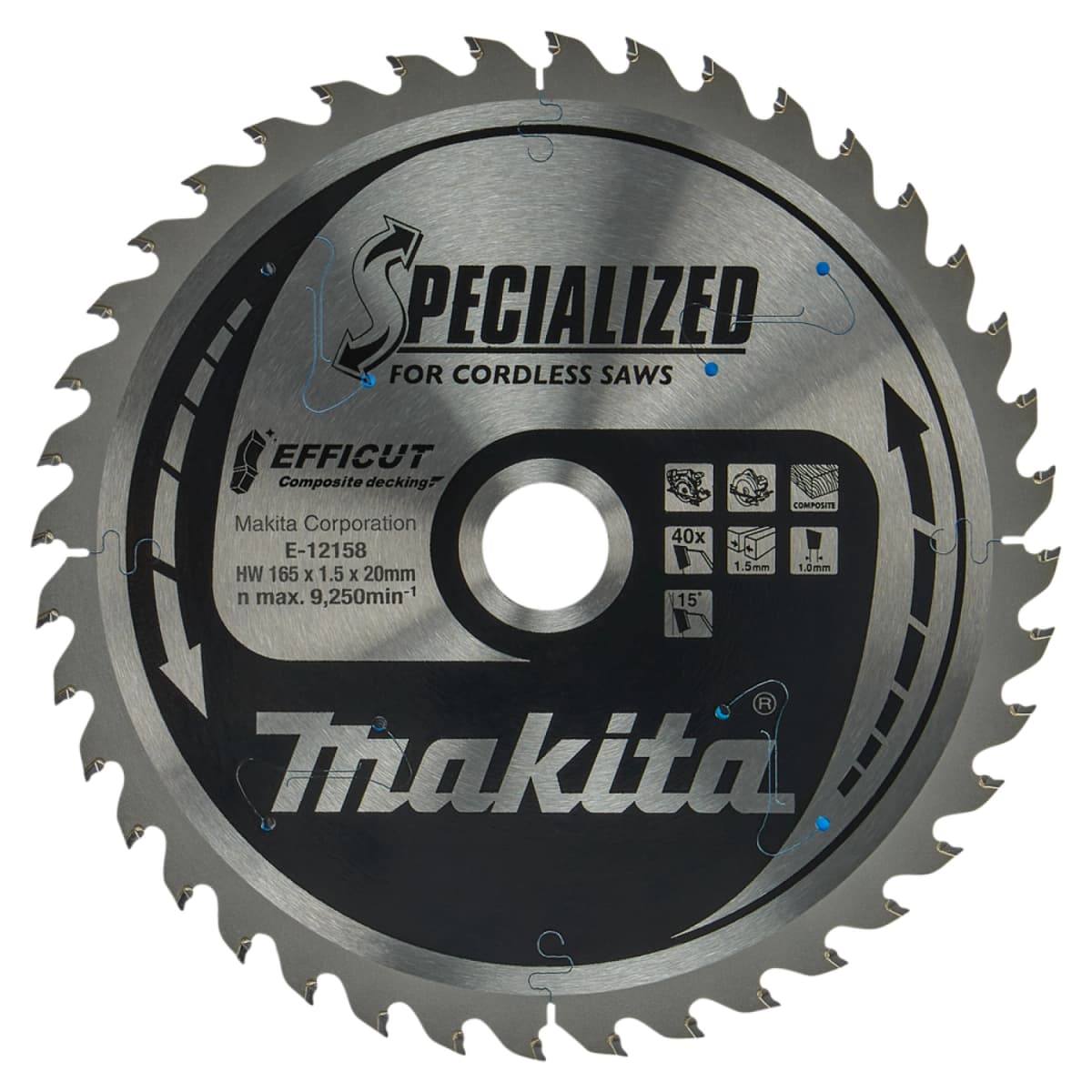Makita E-12158 Efficut Cirkelzaagblad WPC - 165x20x1,5mm 40T thumbnail 4