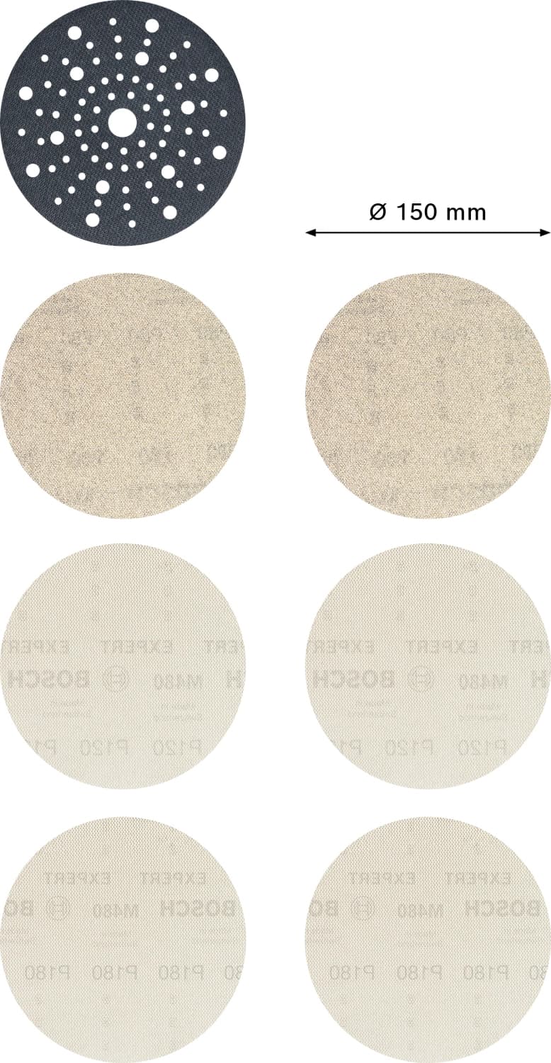 Bosch 2608901203 6-delige Expert M480 Schuurnetset + Tussenpad - 150mm thumbnail 3