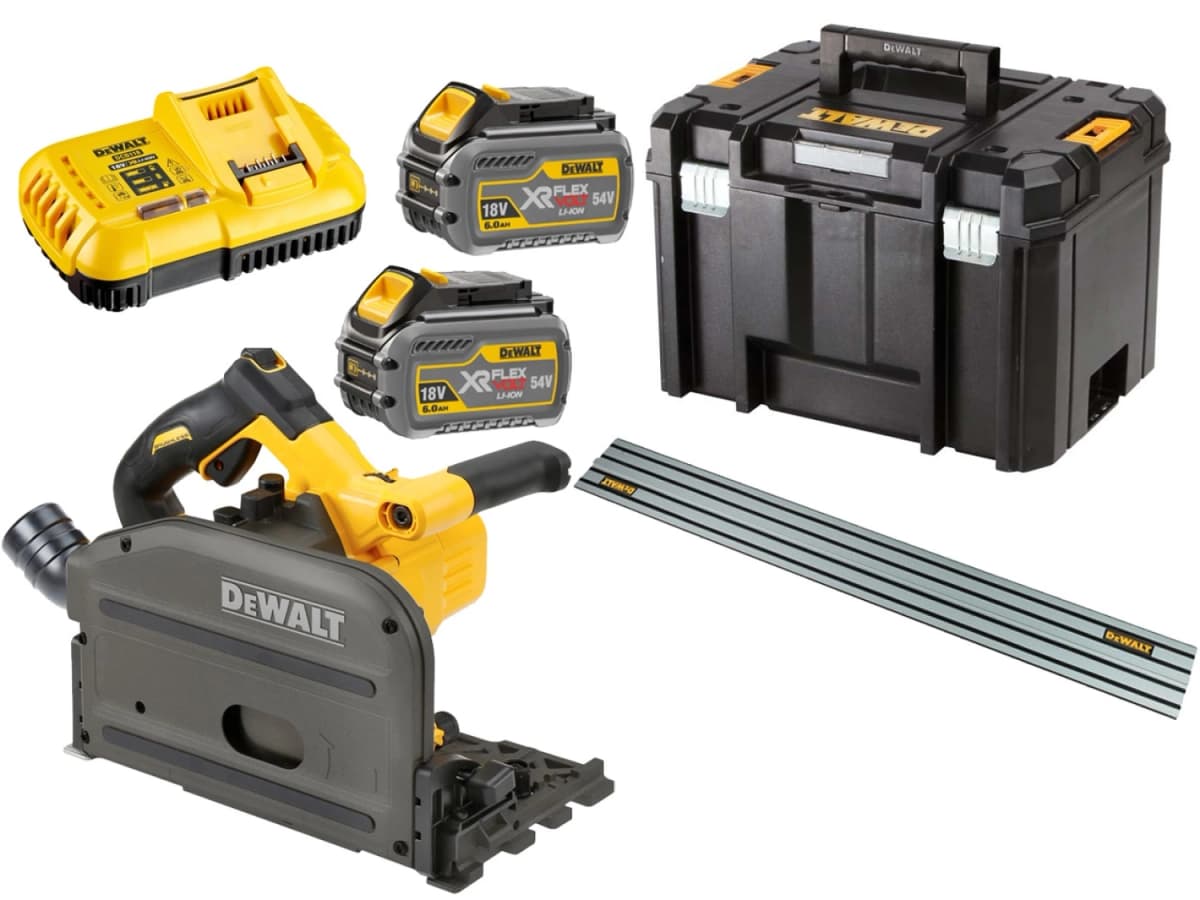 DeWALT DCS520T2R 54V Li-ion XR FlexVolt Accu Invalzaag Incl. Geleiderail Set (2x 6.0Ah) In TSTAK - Snelwissel - Koolborstelloos