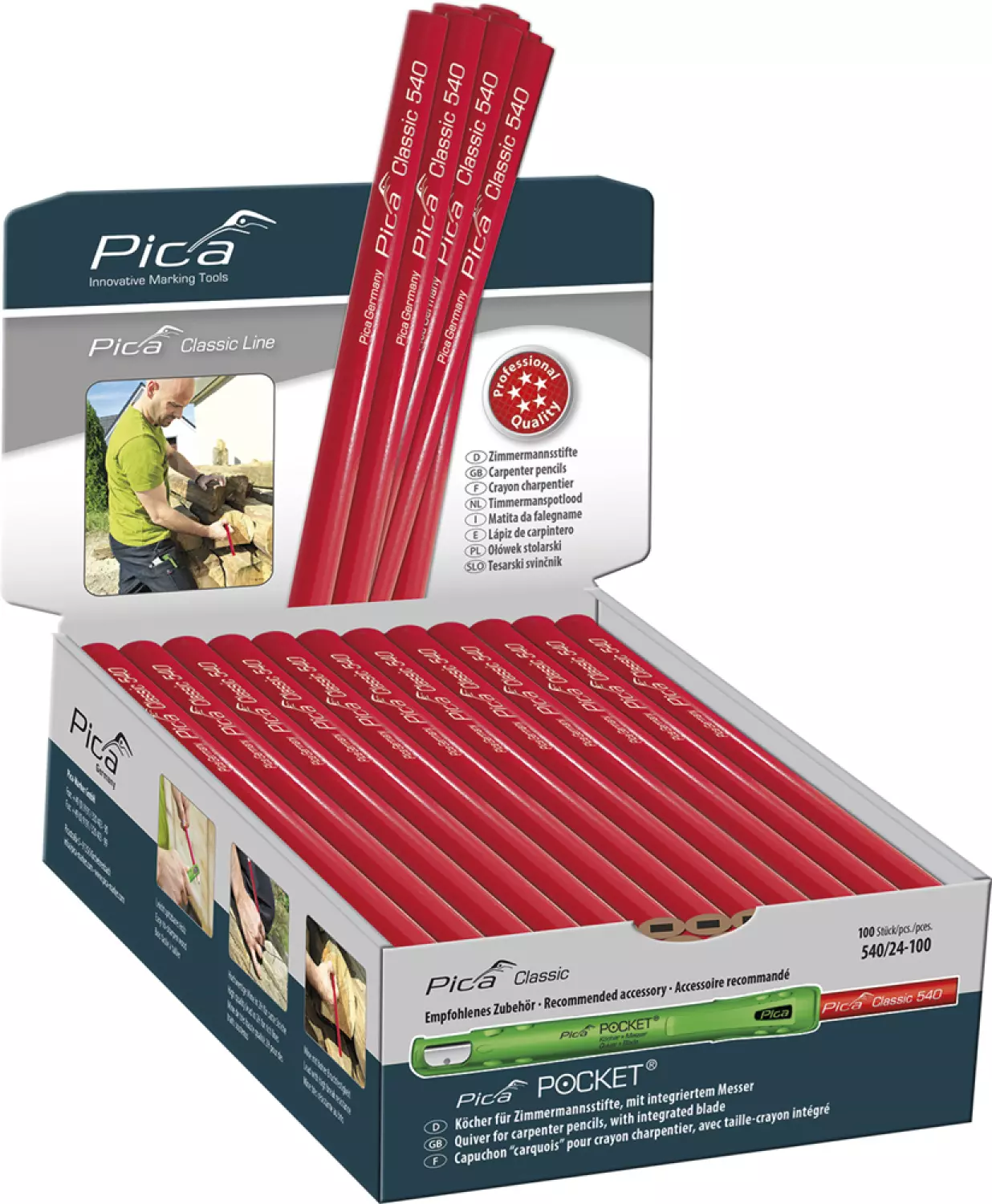 Pica 5PI54024-10 Classic Timmermanspotlood - 240mm - Grafiet (10st.) thumbnail 2