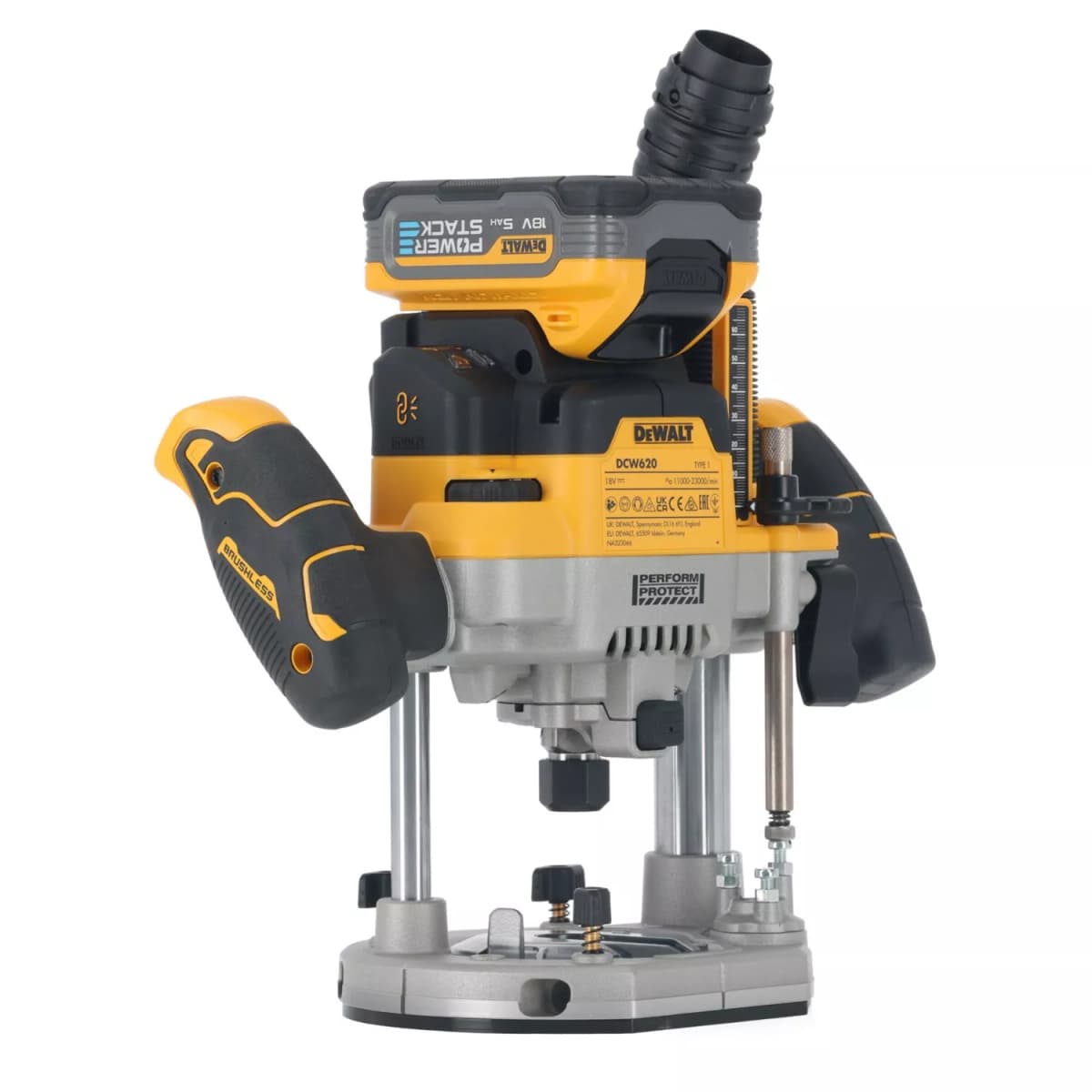 DeWALT DCW620H2 18V Li-ion Accu Bovenfrees Set (2x 5.0Ah POWERSTACK Accu) In TSTAK - 12mm thumbnail 2