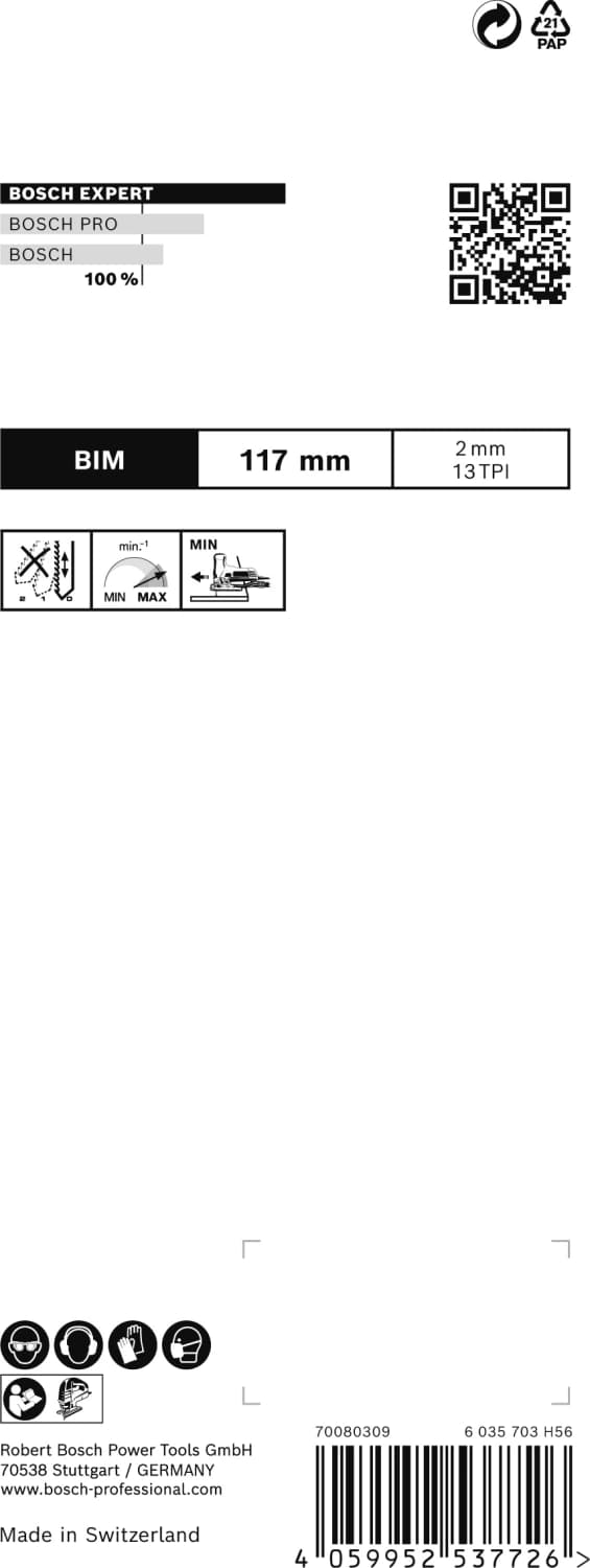 Bosch EXPERT T308BFP Hardwood 2-side Clean Decoupeerzaagblad - 117mm - Hout (5st) thumbnail 3