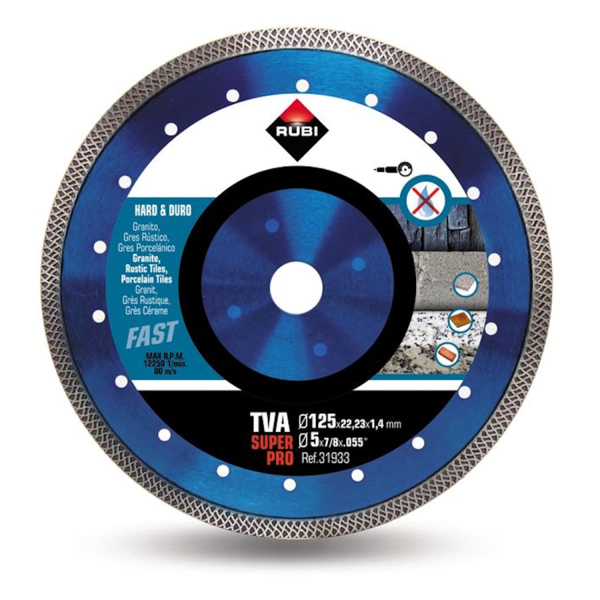 Rubi 31933 TVA Diamantzaagblad Voor Hard Materiaal - 22,2 X 125mm