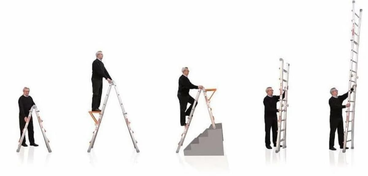 Little Jumbo Waku Model III Telescopische Vouwladder - Max. Werkhoogte 6.8m - 4x6 Sporten thumbnail 4