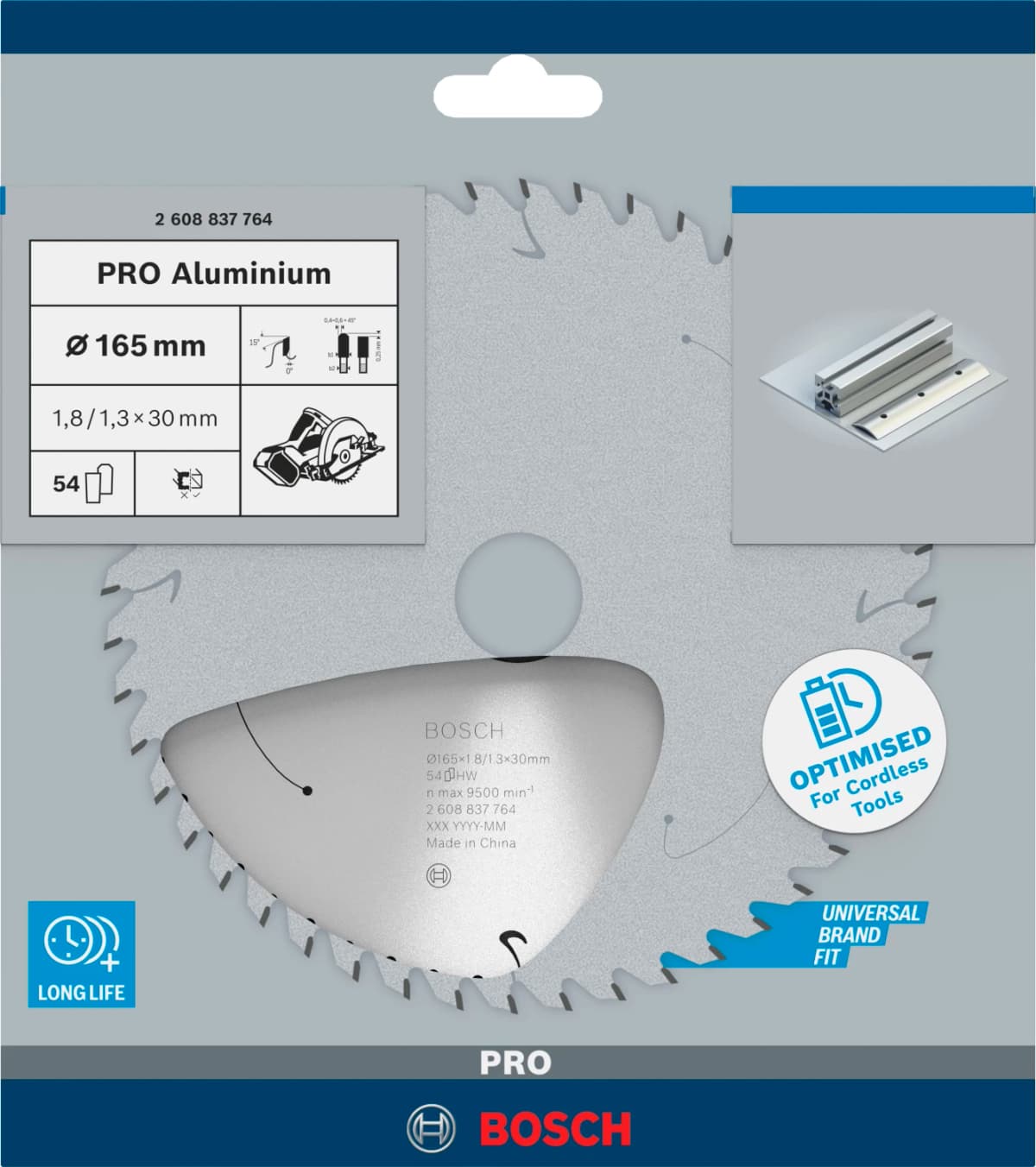 Bosch 2608837764 PRO Cirkelzaagblad - 165 X 30 X 54T - Aluminium thumbnail 2