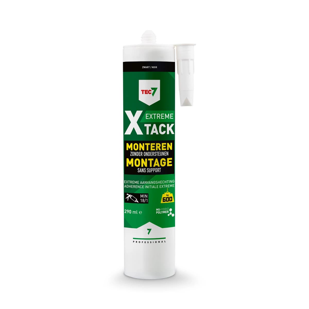 TEC7 X-Tack Montagekit - Zwart - Koker - 290ml (12st) thumbnail 2