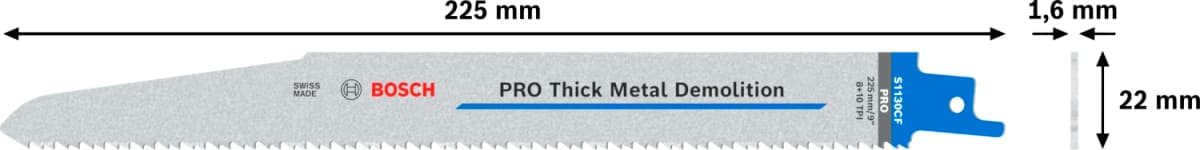 Bosch 2608657528 / S 1130 CF Reciprozaagblad - 225 X 8/10TPI - Metaal (5st) thumbnail 4