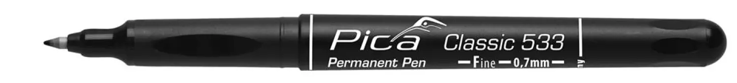 Pica 533/46 Classic Permanent Pen - Rond - Zwart - 0.7mm (10st) thumbnail 2