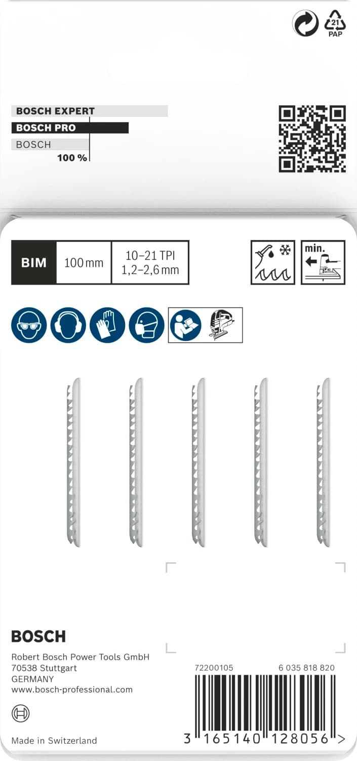 Bosch PRO T123XF Metal Thick And Thin Decoupeerzaagblad - 100mm - Metaal (5st) thumbnail 3