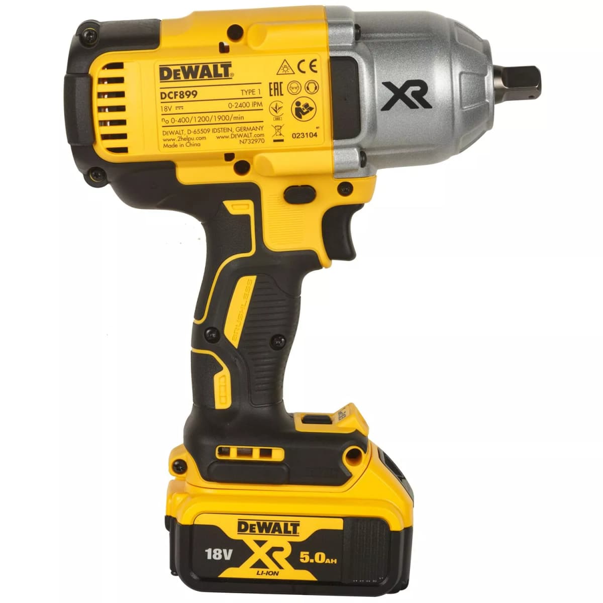 DeWALT DCF899P2-QW 18V Li-ion Accu Slagmoersleutel Set (2x 5.0Ah Accu) In TSTAK - 950Nm - 1/2"- Koolborstelloos thumbnail 3