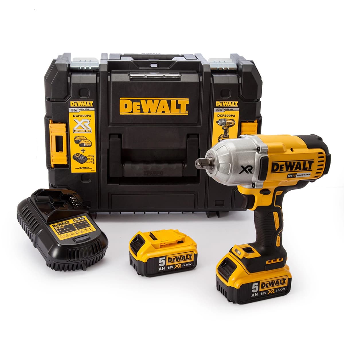 DeWALT DCF899P2-QW 18V Li-ion Accu Slagmoersleutel Set (2x 5.0Ah Accu) In TSTAK - 950Nm - 1/2"- Koolborstelloos