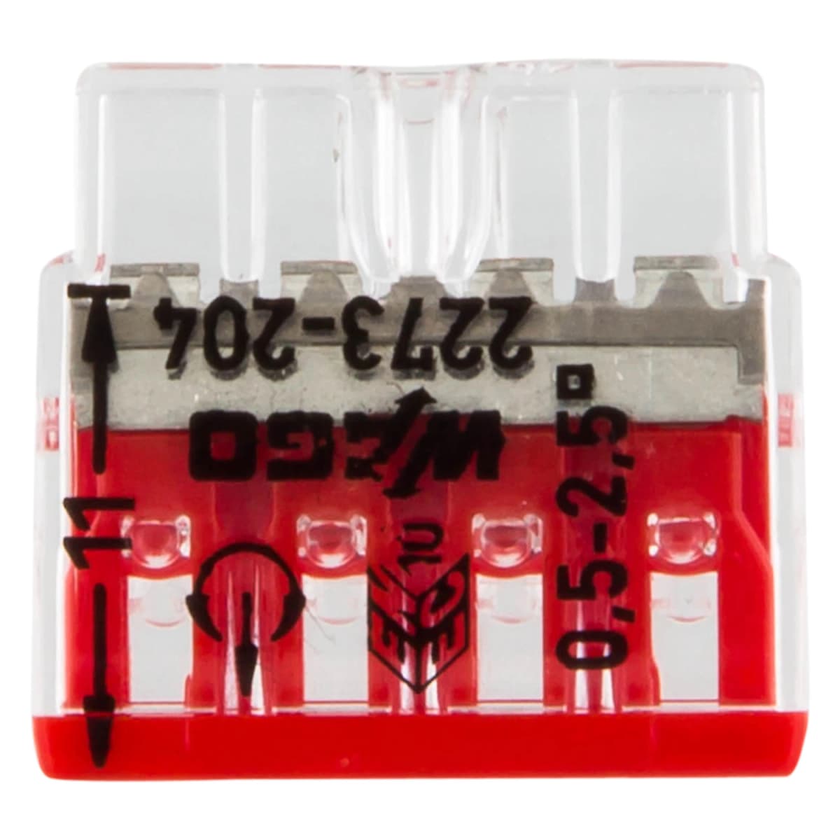 Wago 2273-204 Lasklem 4-polig - 4-gaats - 4 X 0.5 - 2.5mm² - Transparant-rood (100st) thumbnail 4