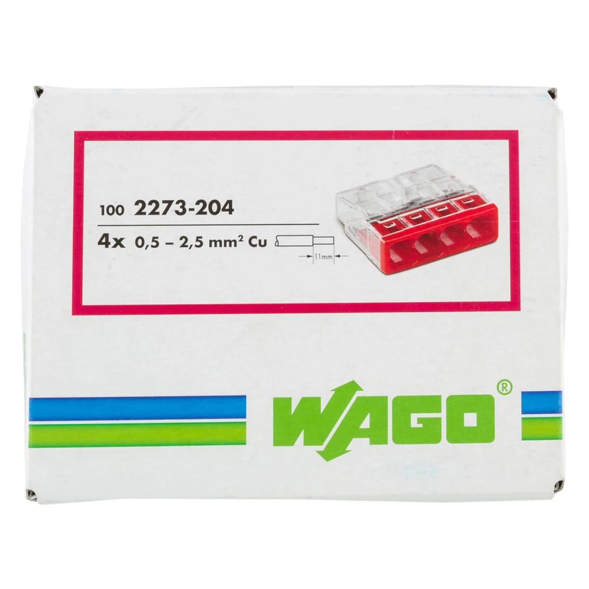 Wago 2273-204 Lasklem 4-polig - 4-gaats - 4 X 0.5 - 2.5mm² - Transparant-rood (100st) thumbnail 2