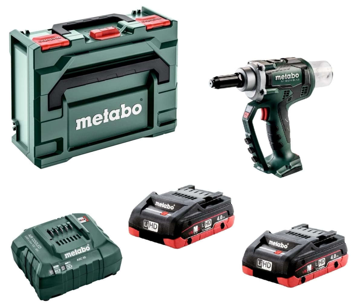 Metabo SET NP 18 LTX BL 5.0 18V Li-Ion Accu Blindnietpistool (2x 4.0Ah LiHD Accu) In MetaBOX - Koolborstelloos - 2.4 - 5mm