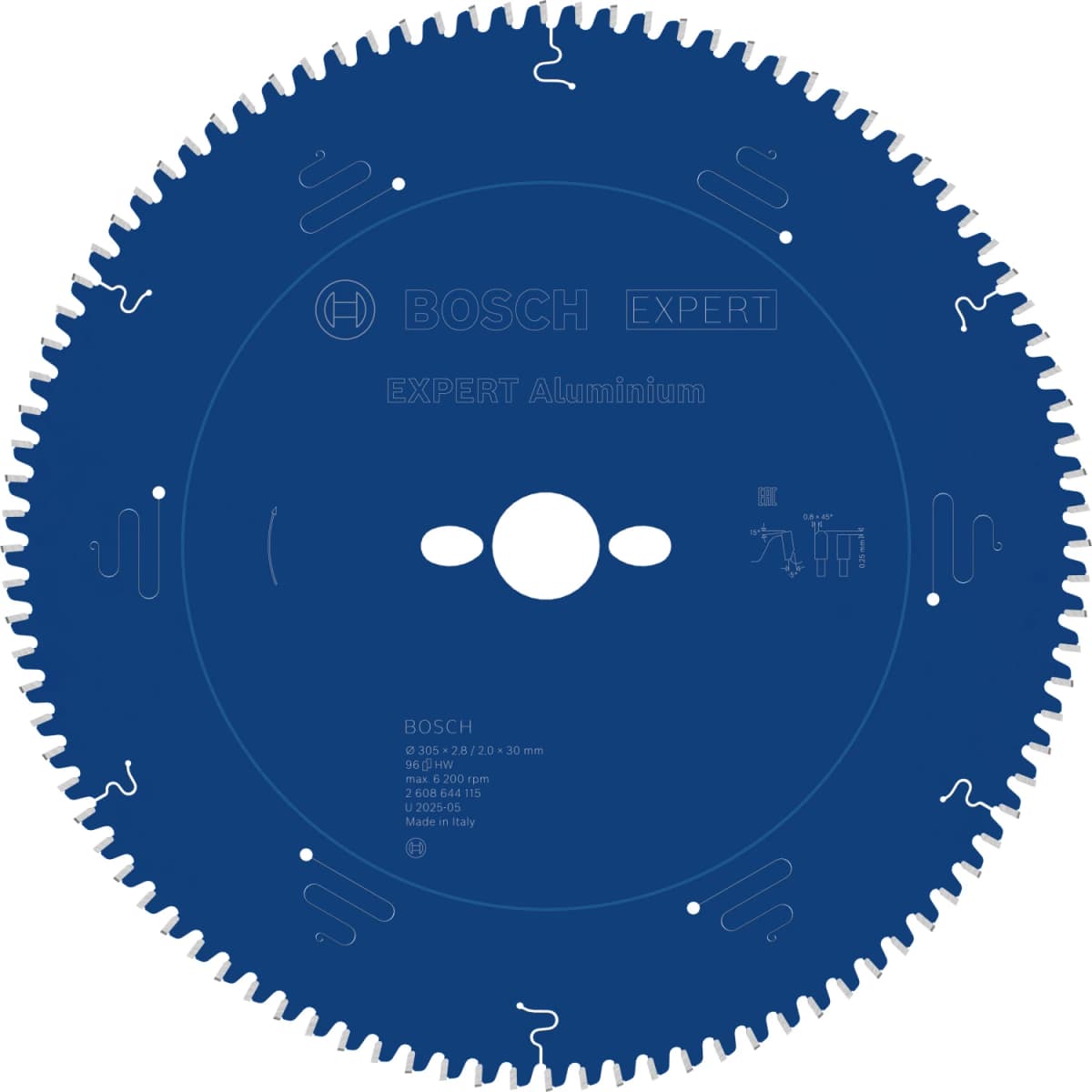 Bosch 2608644115 EXPERT Cirkelzaagblad - 305 X 30 X 96T - Aluminium