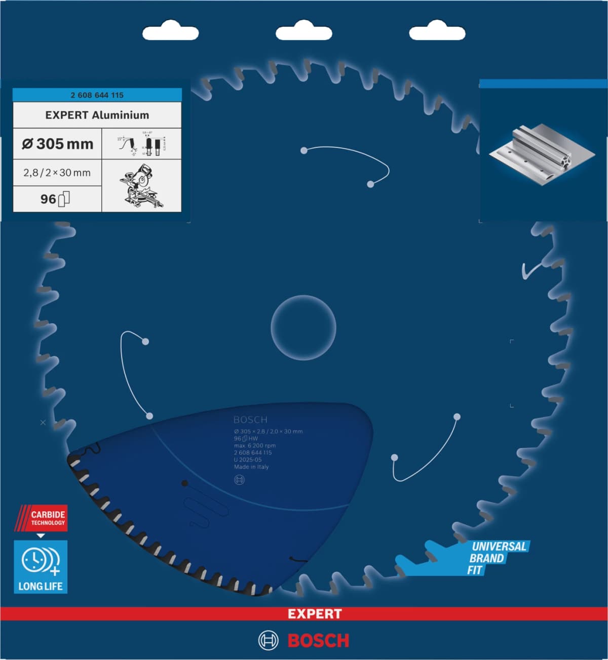 Bosch 2608644115 EXPERT Cirkelzaagblad - 305 X 30 X 96T - Aluminium thumbnail 2