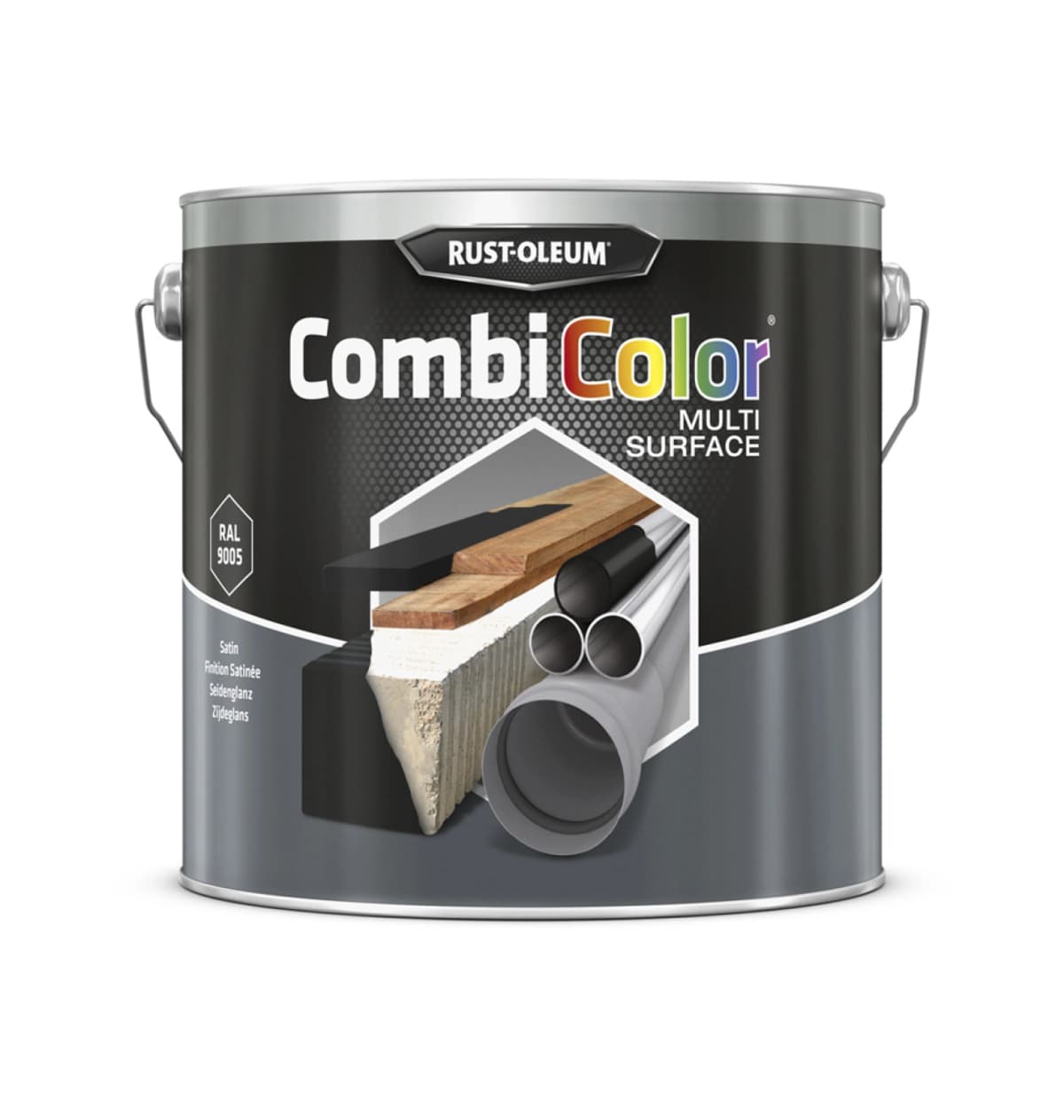Rust-Oleum Combicolor Multi-Surface Satin - RAL 9005 Gitzwart - 2,5L