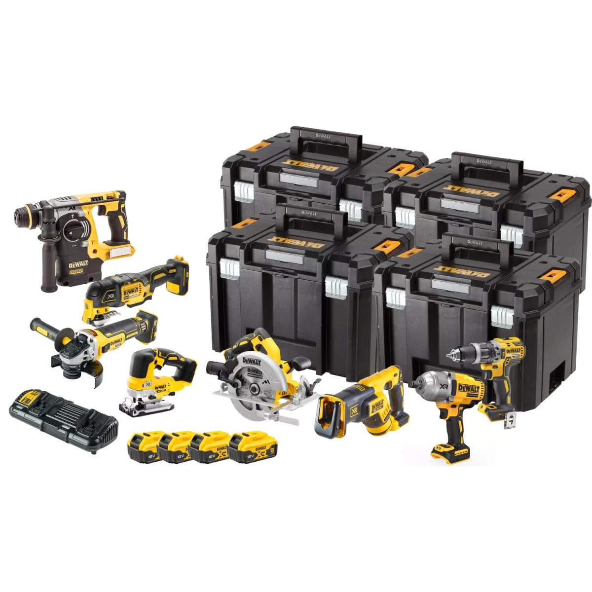 DeWALT DCK865P4T-QW 18V Li-ion XR Accu 8-delige Combiset (4x 5.0Ah) In TSTAK