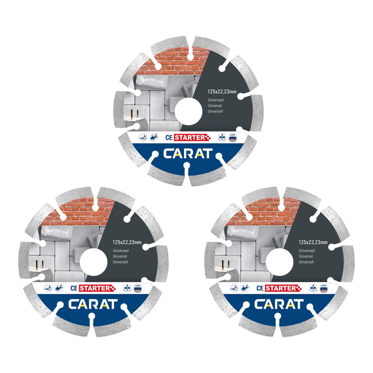 Carat CES1253A25 3-pack Diamantzaagbladen Uni - 125 X 22,23mm - CE Starter