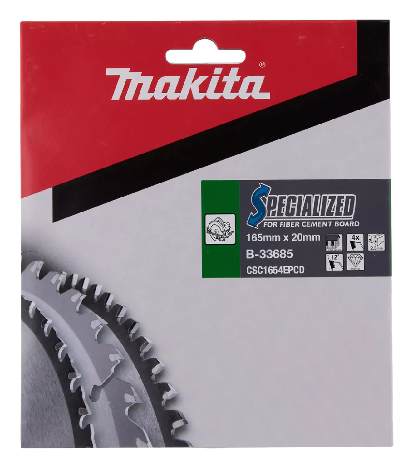 Makita B-33685 Cirkelzaagblad Specialized Sidings - 165mmx20x4T - Vezelcement thumbnail 2