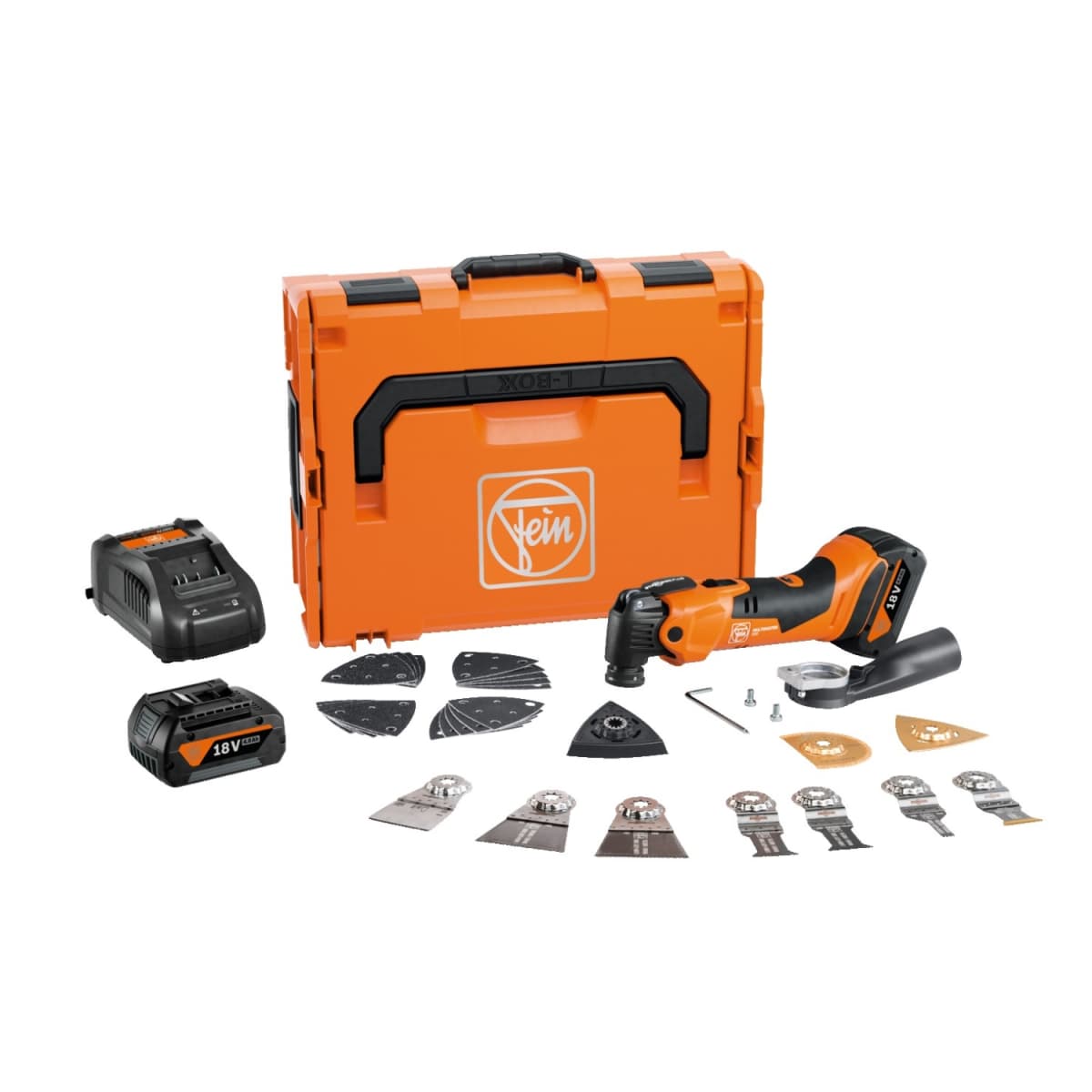 Fein AMM500 Multimaster Plus Top 18V Li-ion Accu Multitool Set (2x 2.0Ah) In L-Boxx Incl. 30-Delige Accessoires Set