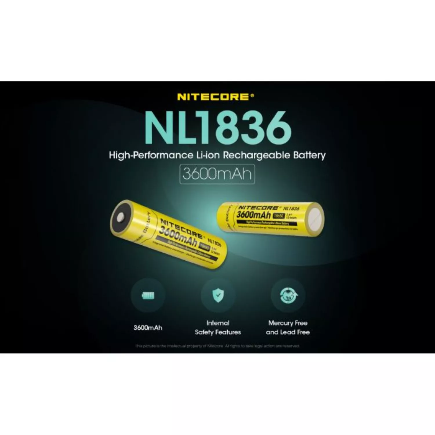 Nitecore NL1836 Oplaadbare 18650 Li-Ion Batterij 3600mAh thumbnail 4