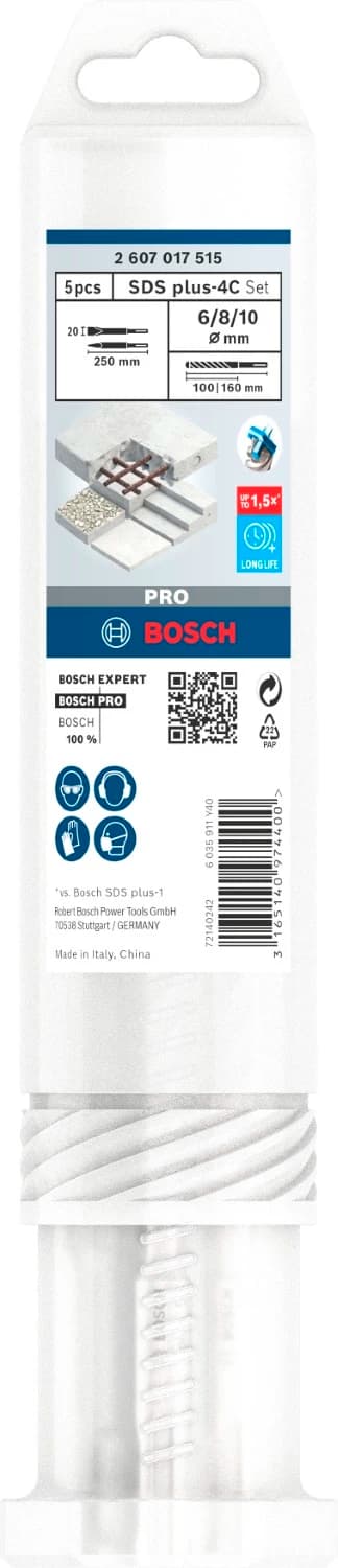 Bosch 2607017515 PRO 5-delige SDS Plus-4C Beitel- En Borenset thumbnail 3