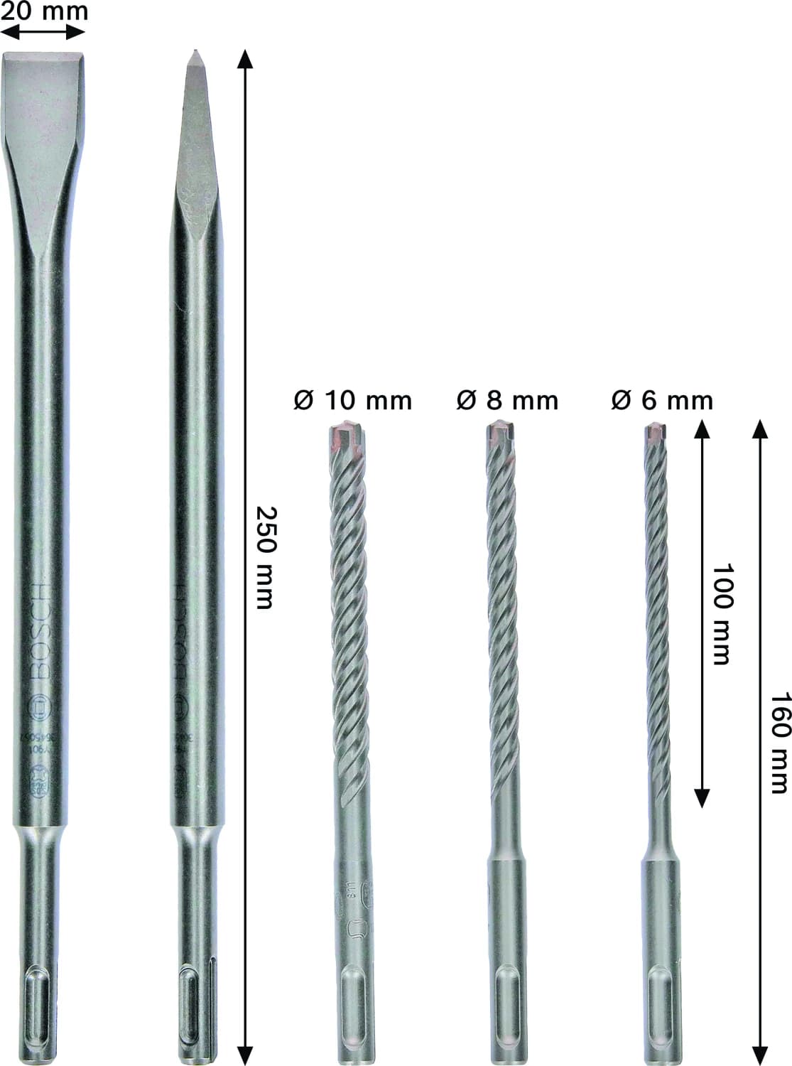 Bosch 2607017515 PRO 5-delige SDS Plus-4C Beitel- En Borenset thumbnail 4