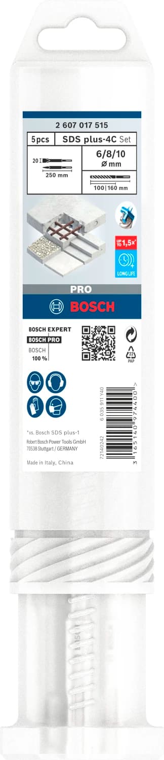 Bosch 2607017515 PRO 5-delige SDS Plus-4C Beitel- En Borenset thumbnail 2