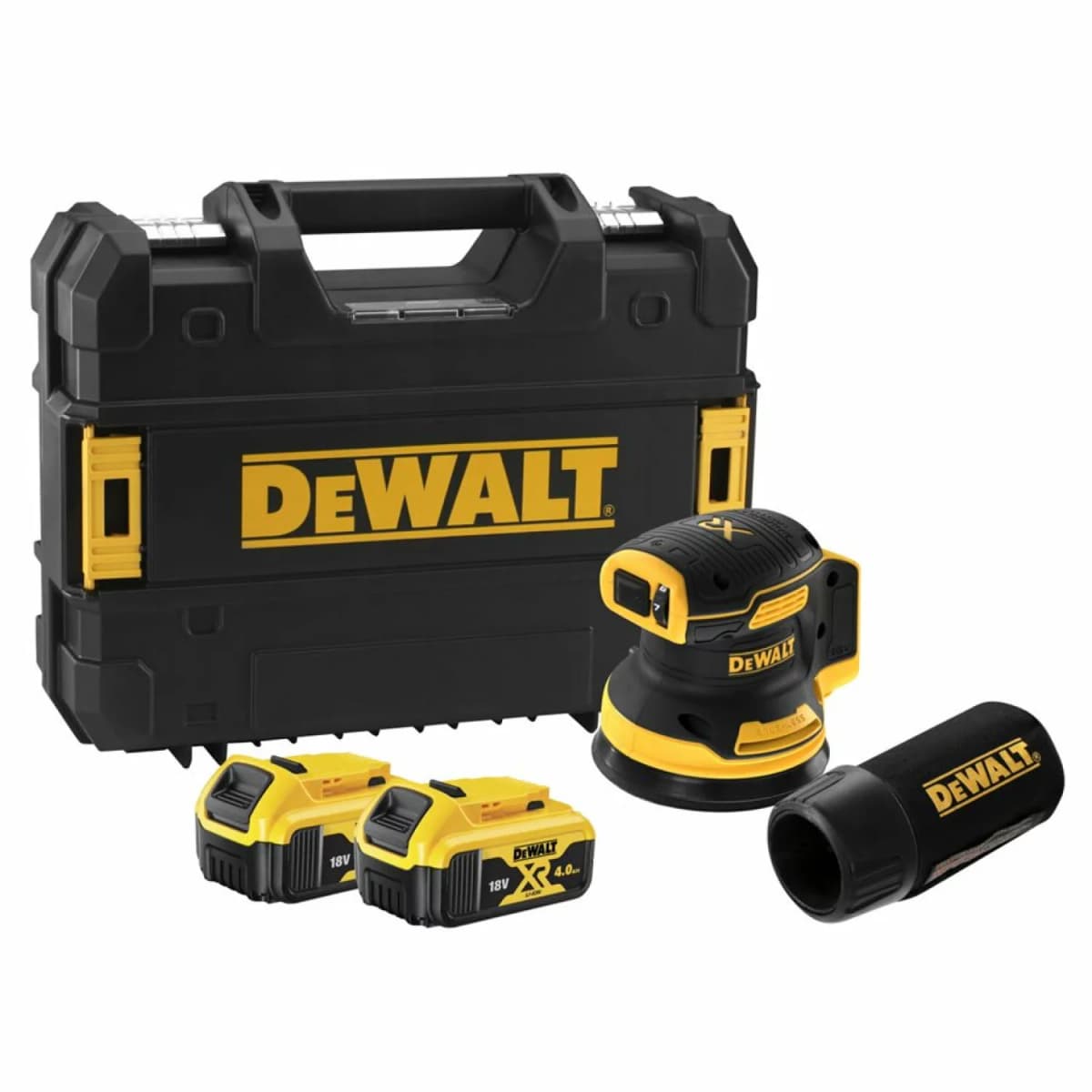 DeWALT DCW210P2 54V Li-ion XR FlexVolt Accu Excentrische Schuurmachine Set (2x 5.0Ah) In TSTAK - 125mm - Koolborstelloos