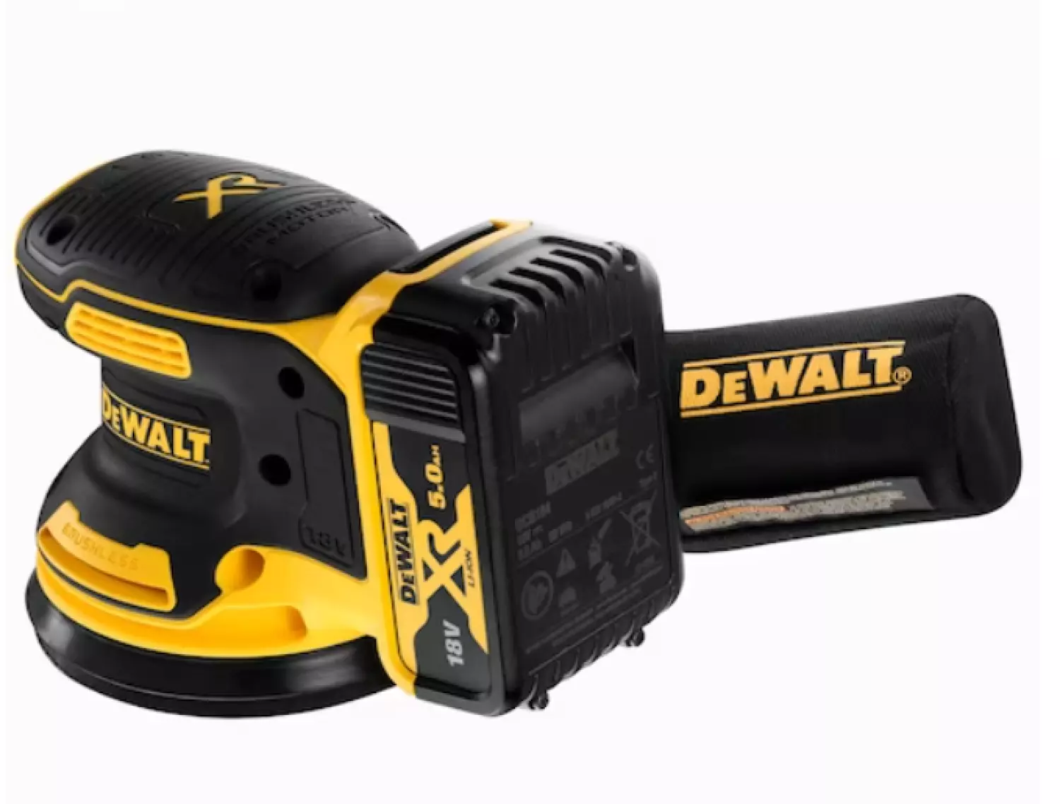 DeWALT DCW210P2 54V Li-ion XR FlexVolt Accu Excentrische Schuurmachine Set (2x 5.0Ah) In TSTAK - 125mm - Koolborstelloos thumbnail 3