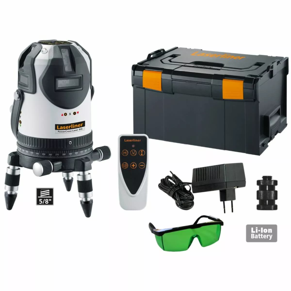 Laserliner 032.090L Kruislijnlaser Set (1x 1,7Ah) In Systainer - 8 Lijnen - Groen - 55m