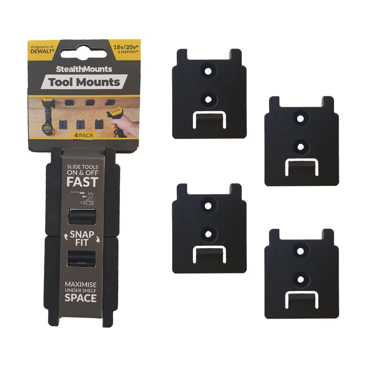StealthMounts TM-DW18-BLK-4 Machinehouder Voor DeWALT XR - Zwart - 4-pack
