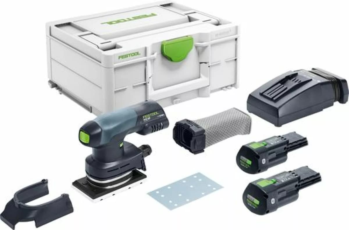 Festool RTSC 400 3,0 I-Plus 18V Li-Ion Accu Vlakschuurmachine Set (2x 3,0Ah) In Systainer - 80 X 130mm