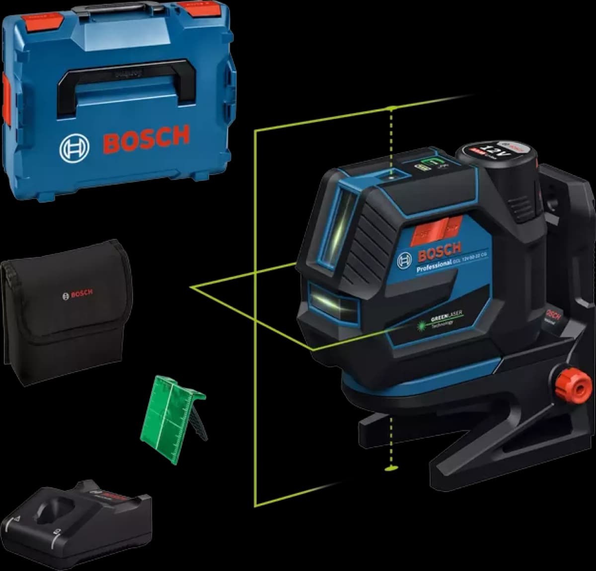 Bosch GCL 12V-50-22 CG 12V Accu Kruislijnlaser Set (1x2.0Ah) In L-Boxx